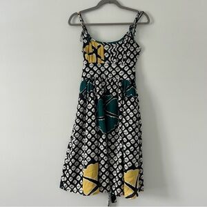 Samantha Sung Floral Geometric Sleeveless Retro A Line Silk Mini Dress Multi XS